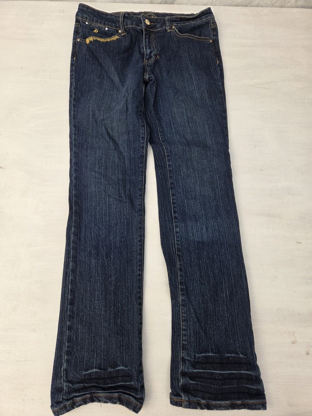 Vtg Y2K Roca Wear Denim Straight Jeans Womens 13 Blue Embroidered Distressed